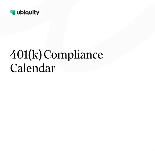 401(k) Compliance Calendar