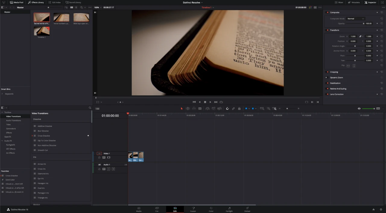 DaVinci Resolve Edit page.