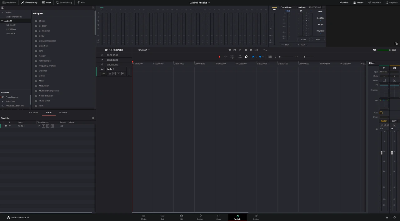 DaVinci Resolve Fairlight panel.