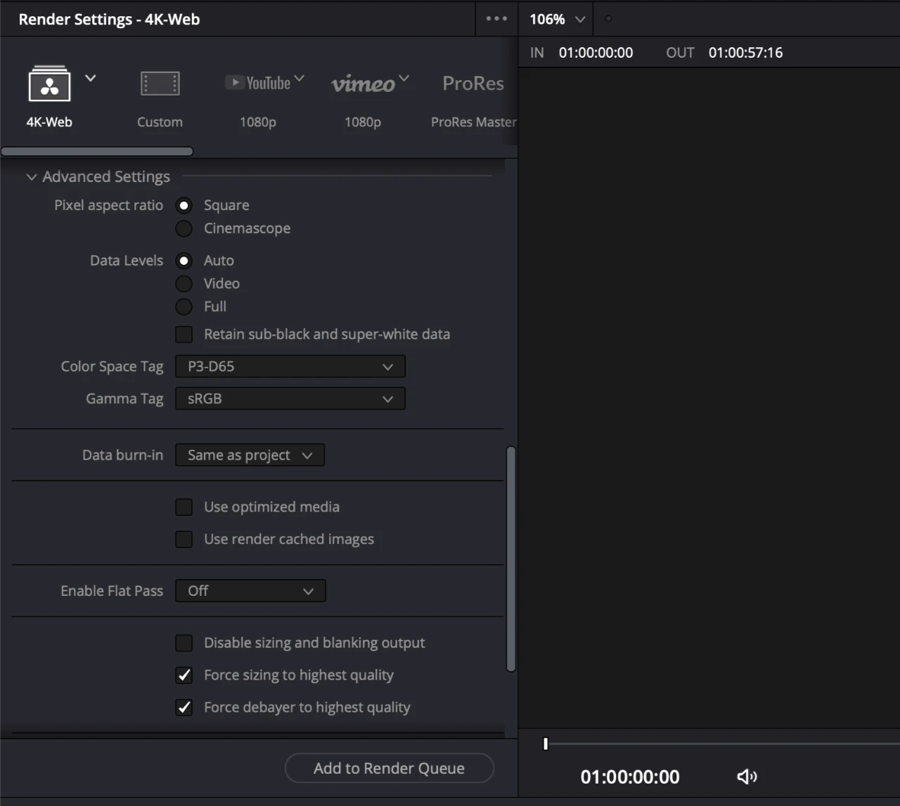 My DaVinci Resolve export settings.