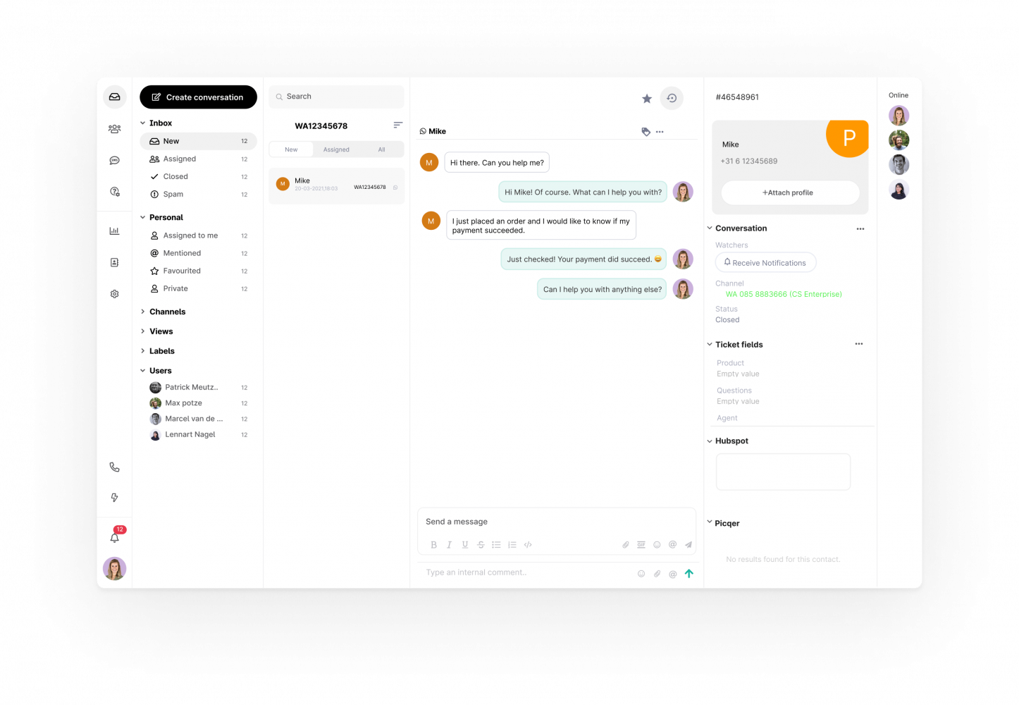 An example of a WhatsApp Business dashboard