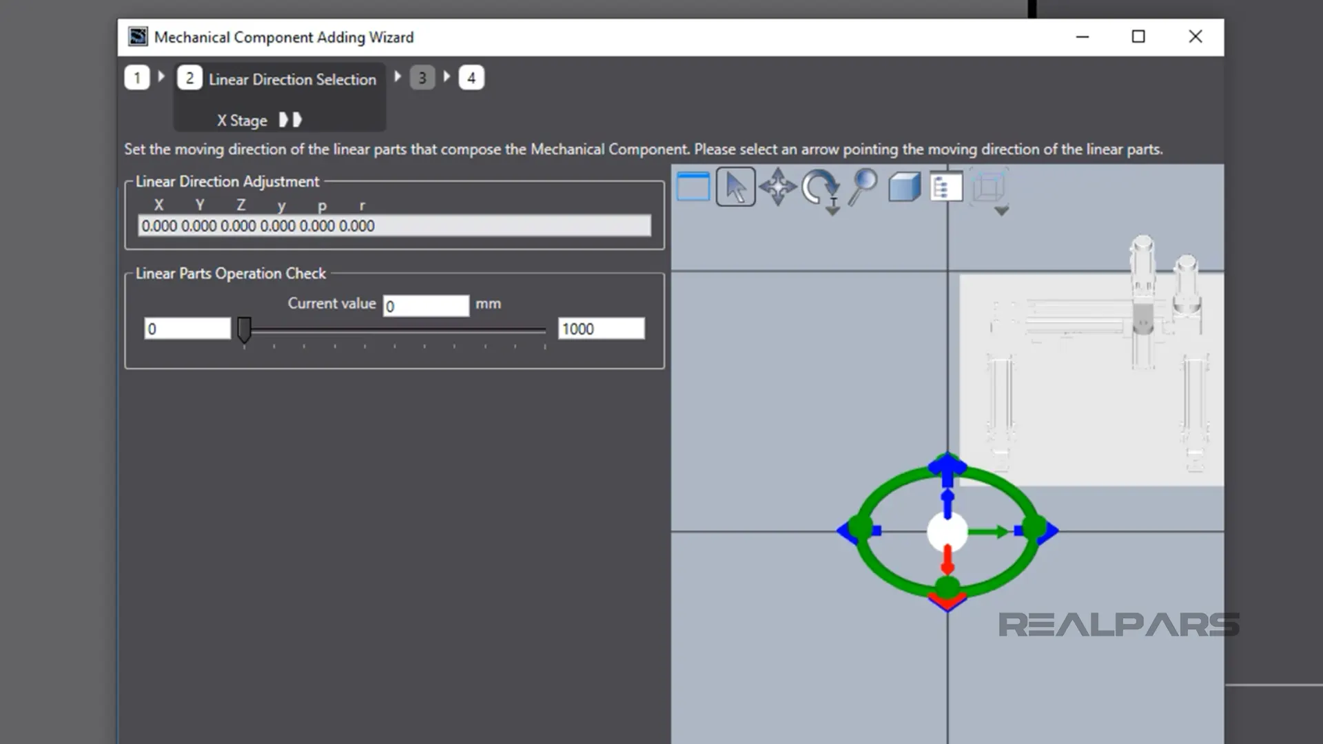 Configuring linear part direction