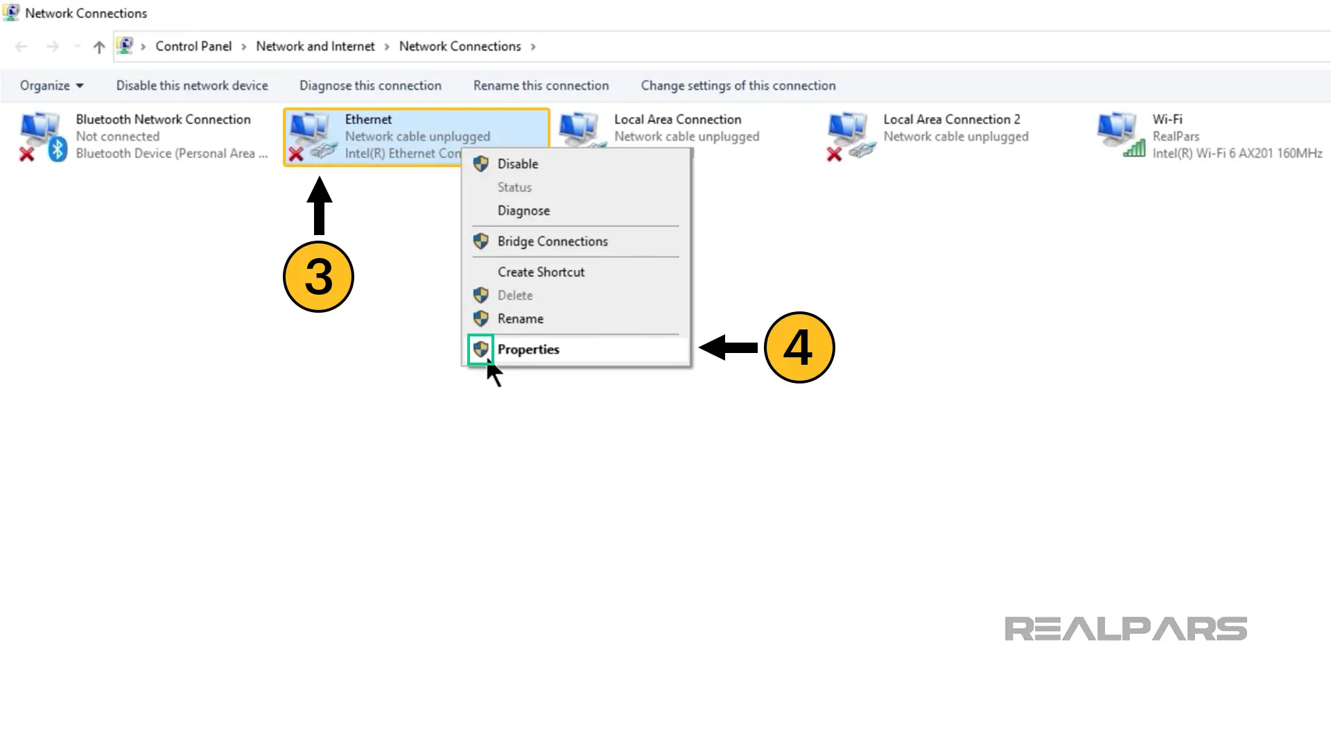 Configure an IP address - Ethernet