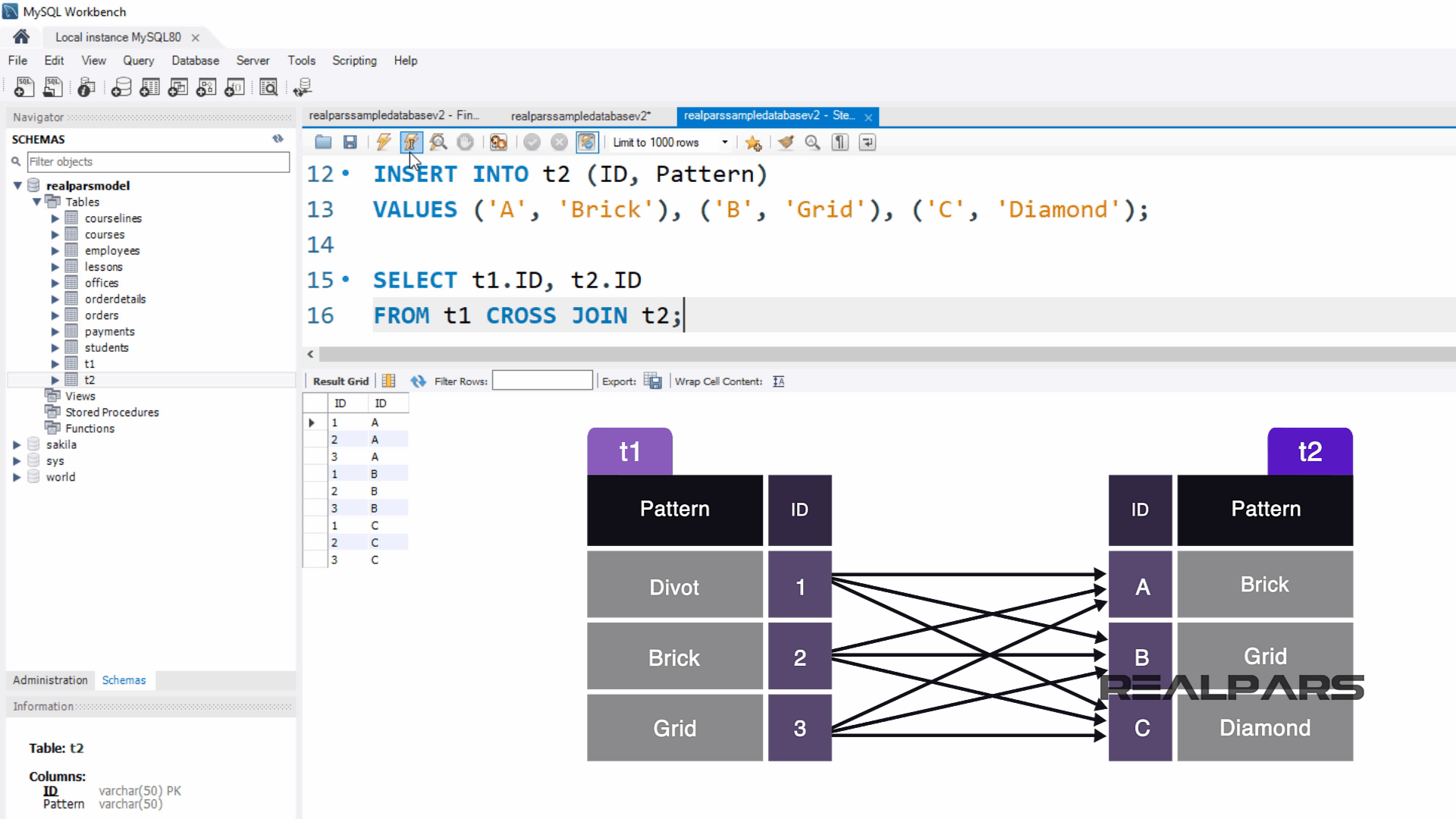 SQL Cross Join, Inner Join, and Union Clause (Part 8 of 8) - RealPars