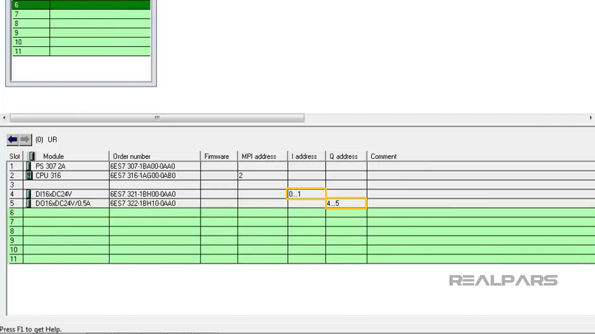  I/O range for DI 300 and DO 300 in STEP 7