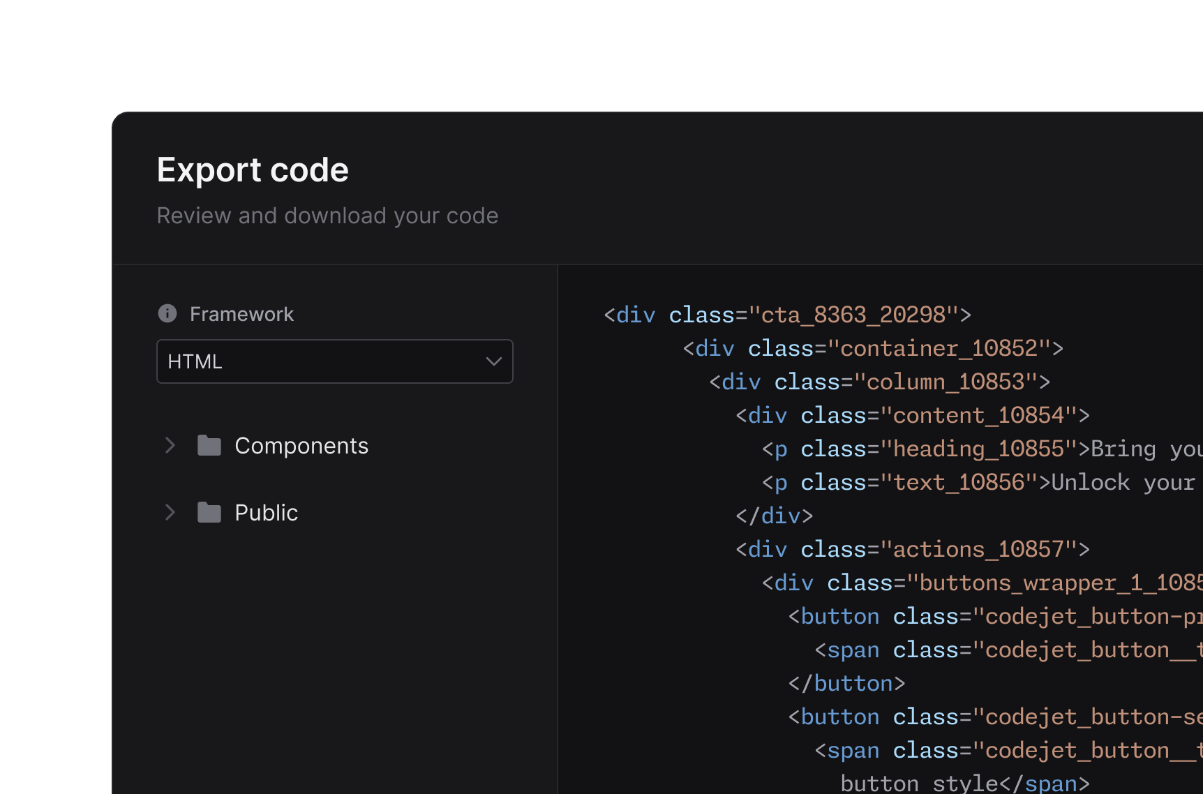 Design to code AI tools - Codejet