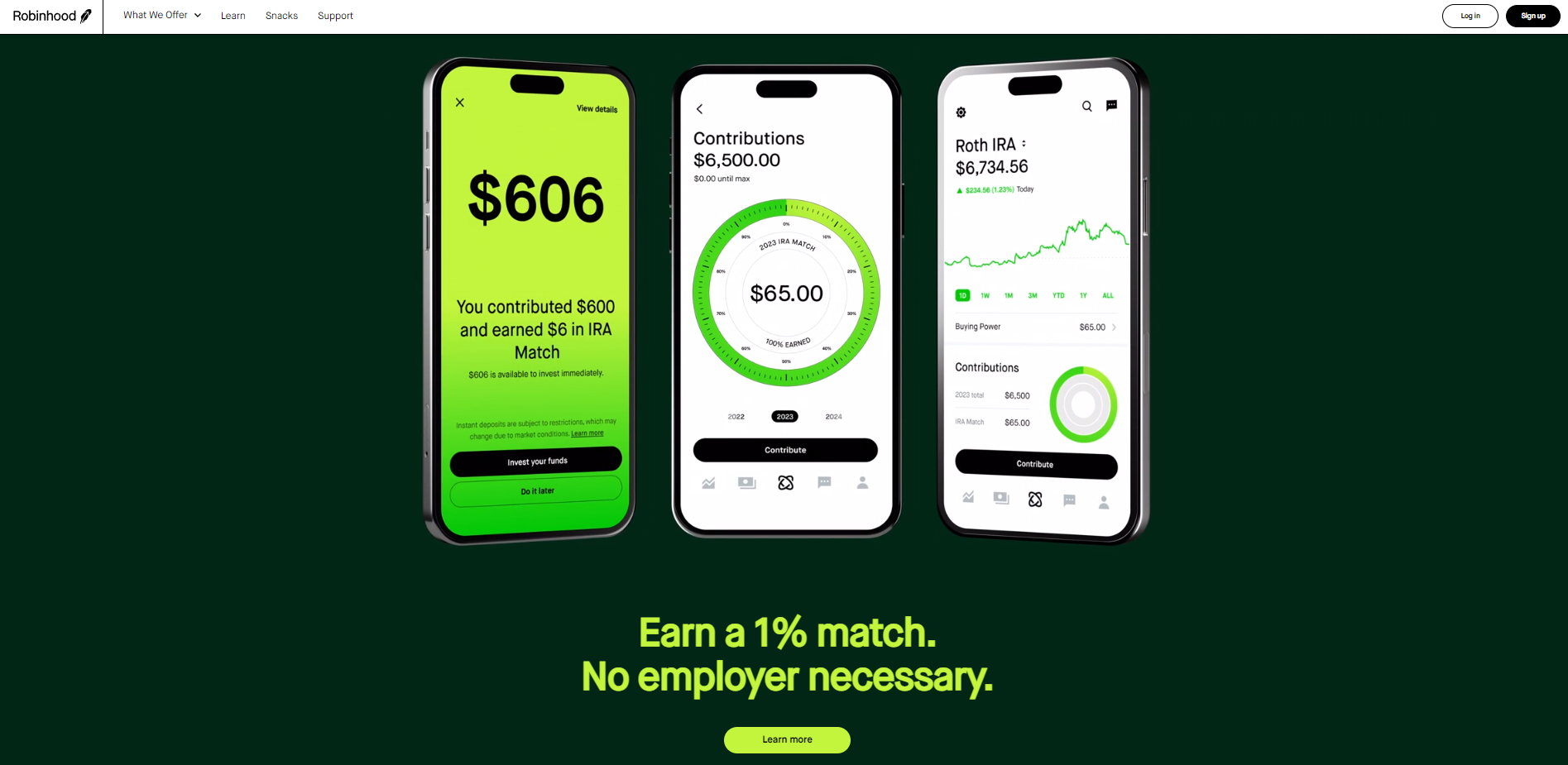 robinhood landing page