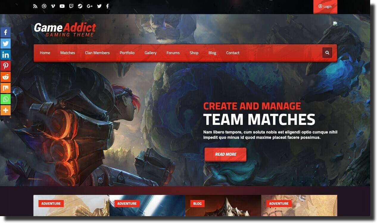 Top 22 Free Gaming Website Templates | 128 Digital