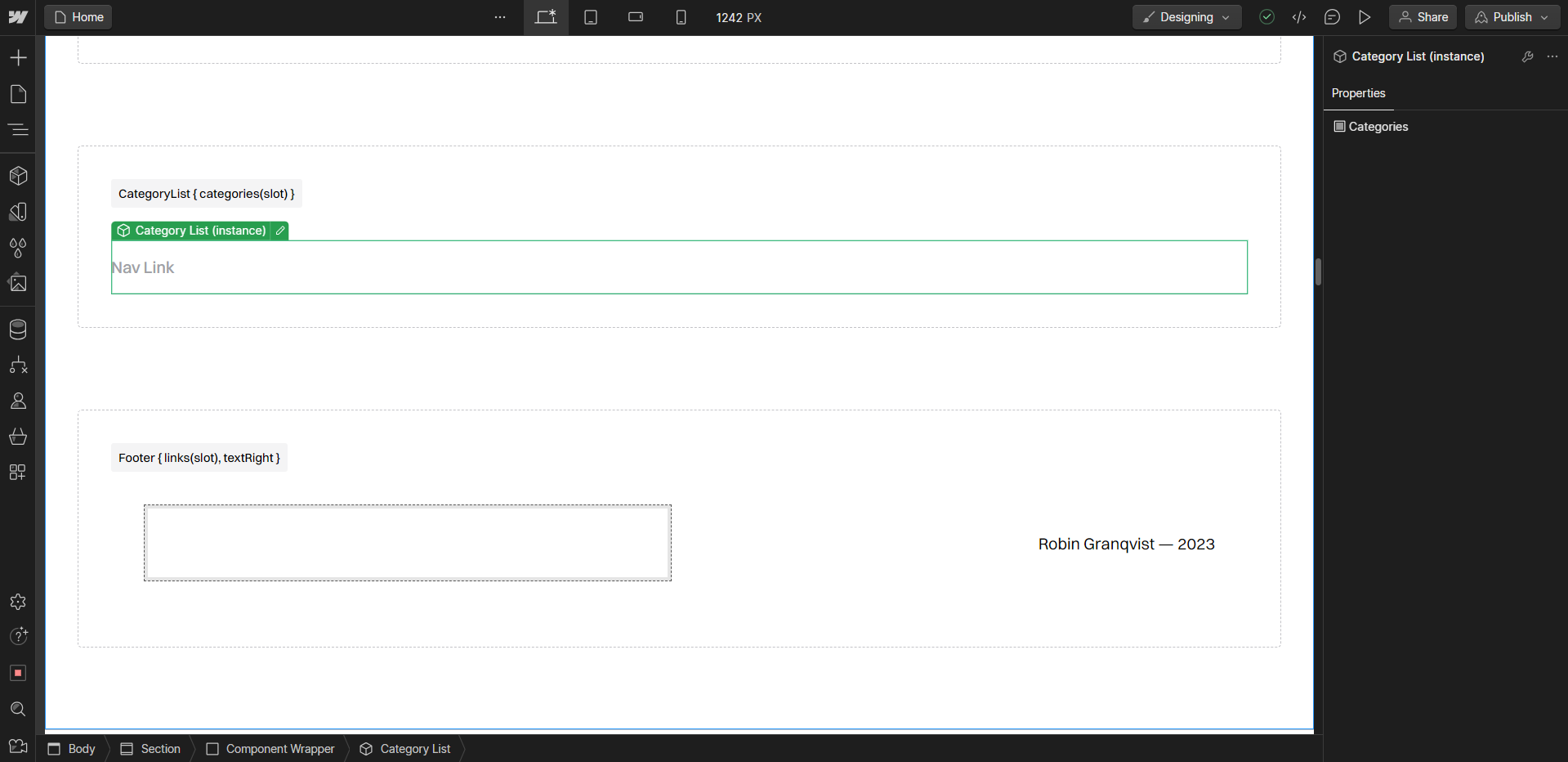 Category list component example
