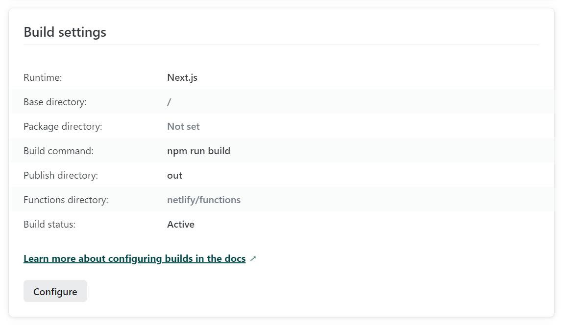 Netlify build settings