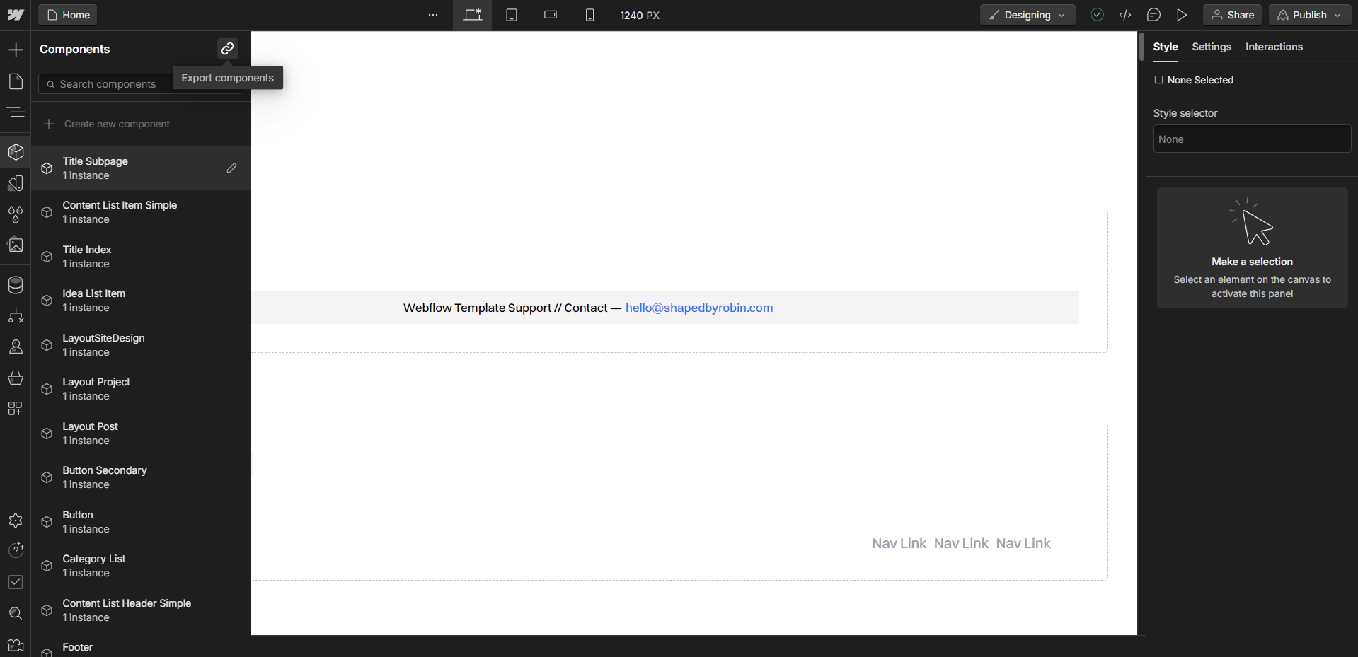 DevLink x Webflow connection