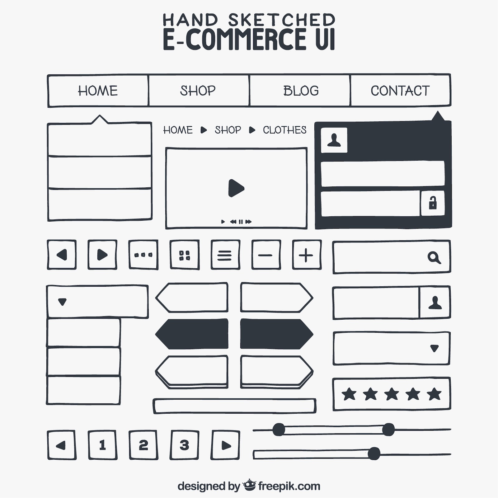 Sketch of an e-commerce site's wireframe