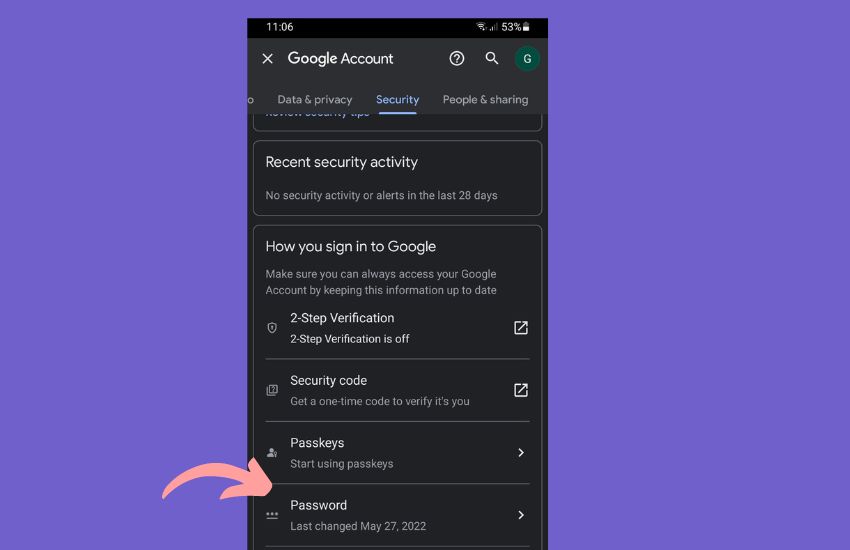 How to change a Gmail password on Android