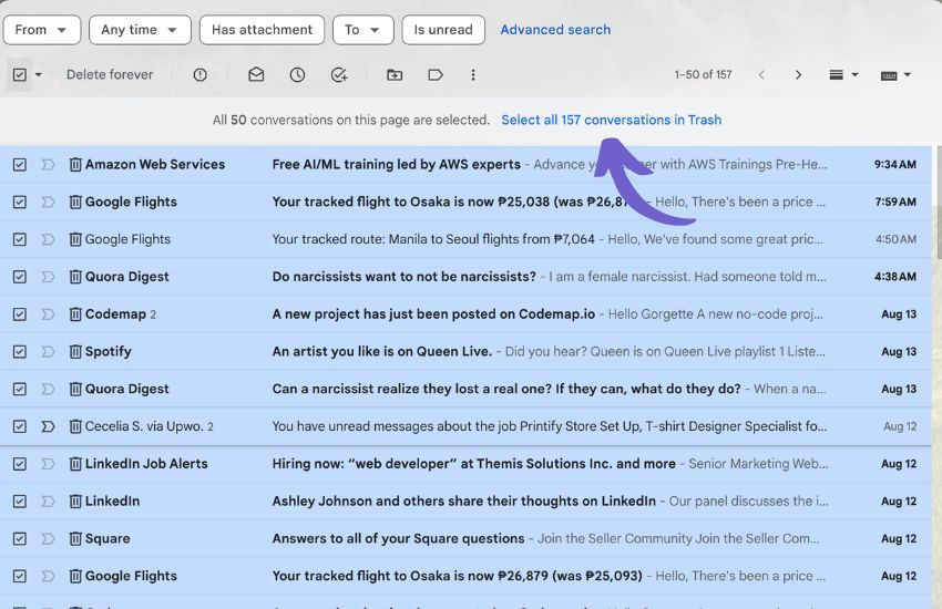 How to mass delete emails on Gmail