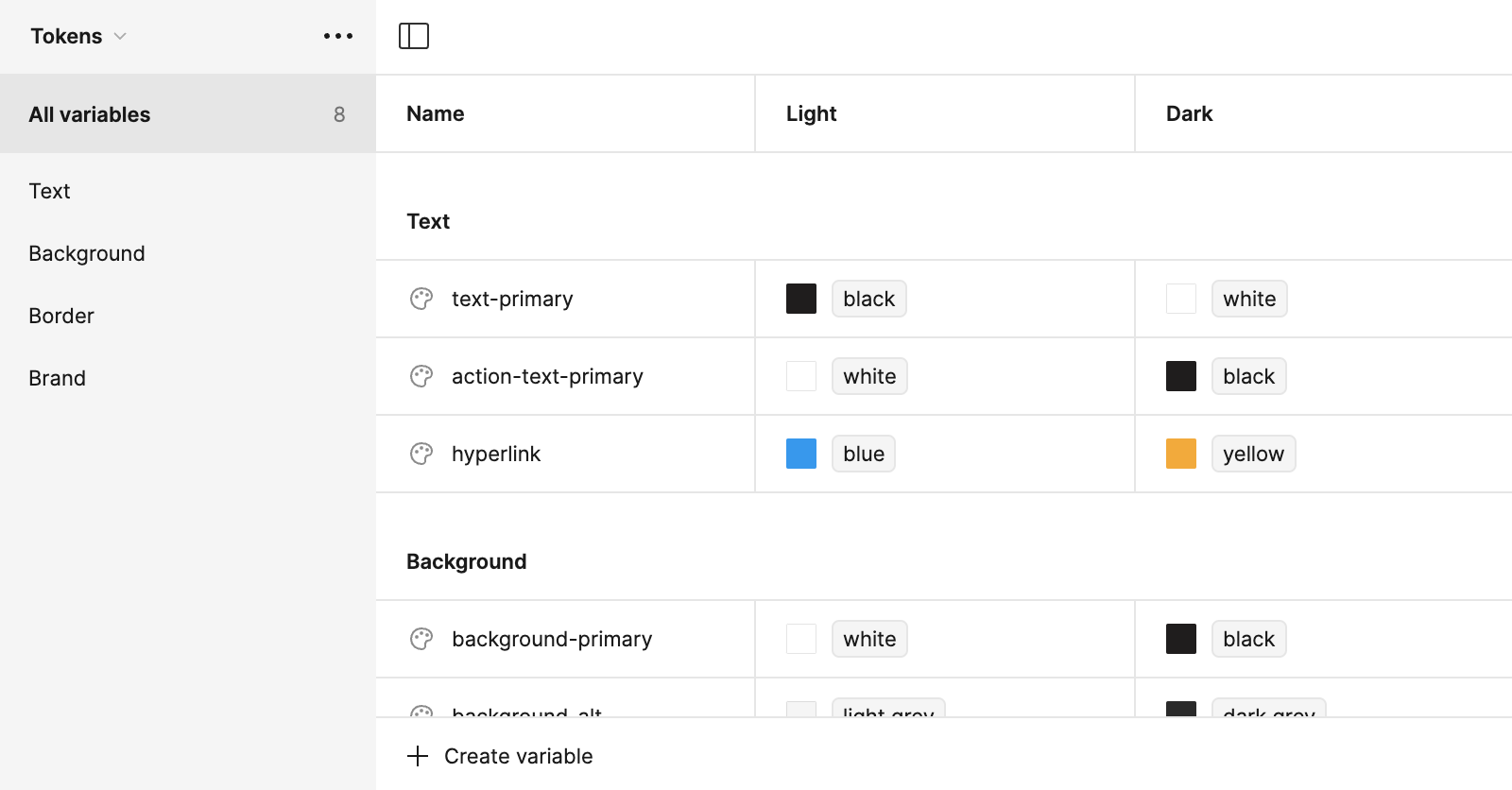 Design Tokens Screenshot